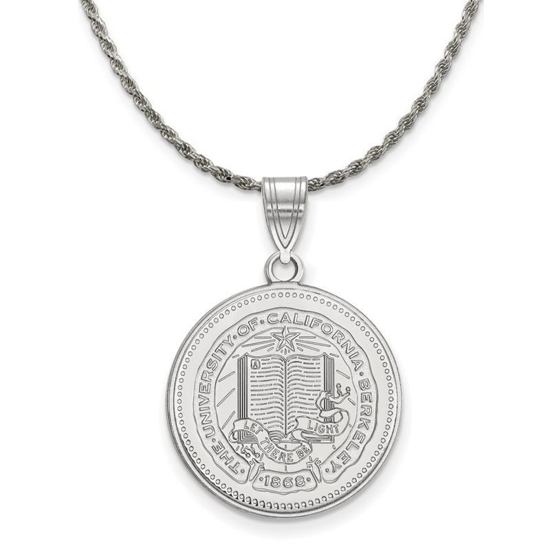 Sterling Silver California Berkeley Large Crest Disc Necklace, 26 Inch